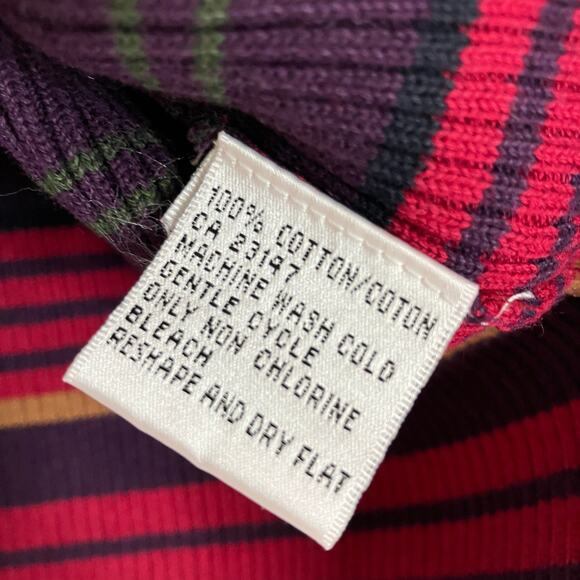 Talbots | Vintage Y2K Stripe Turtleneck Sweater Long Sleeve 100% Cotton Womens L - Picture 4 of 5